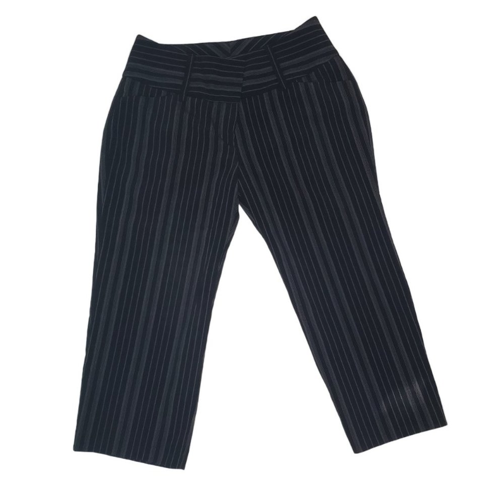 Dots Black Pinstripe Capri Dress Pants Shorts